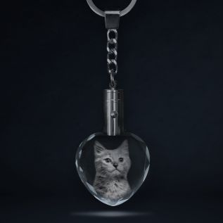 3D Heart Keyring Photo Crystal