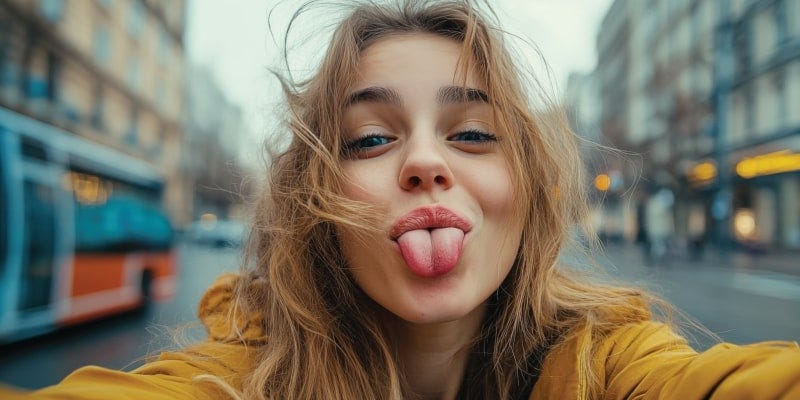 a silly selfie pose